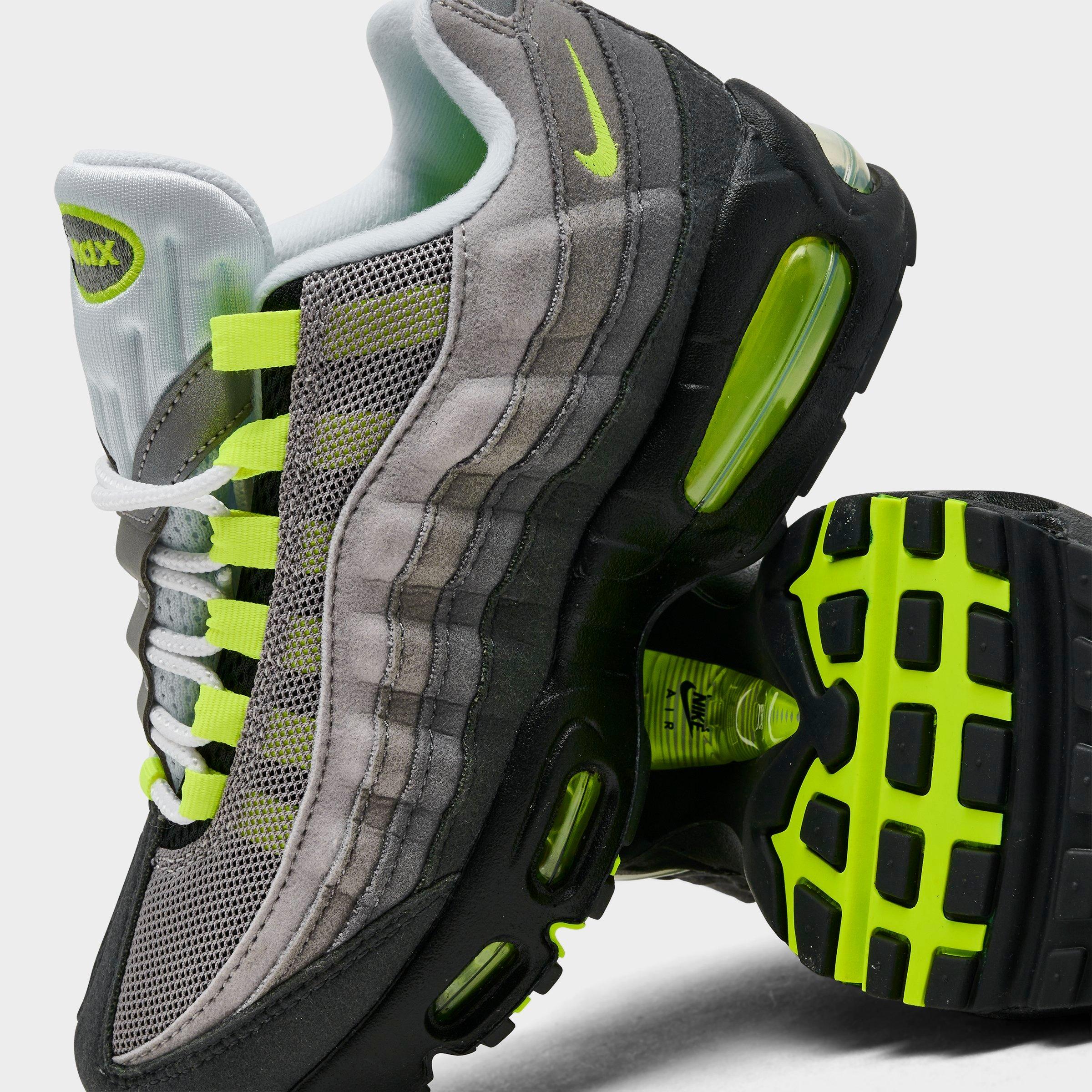Big Kids' Nithtke Air Max 95 Big Bubble SE Casual Shoes - Black/Neon Yellow/Anthracite/Light Graphite - Detail shot