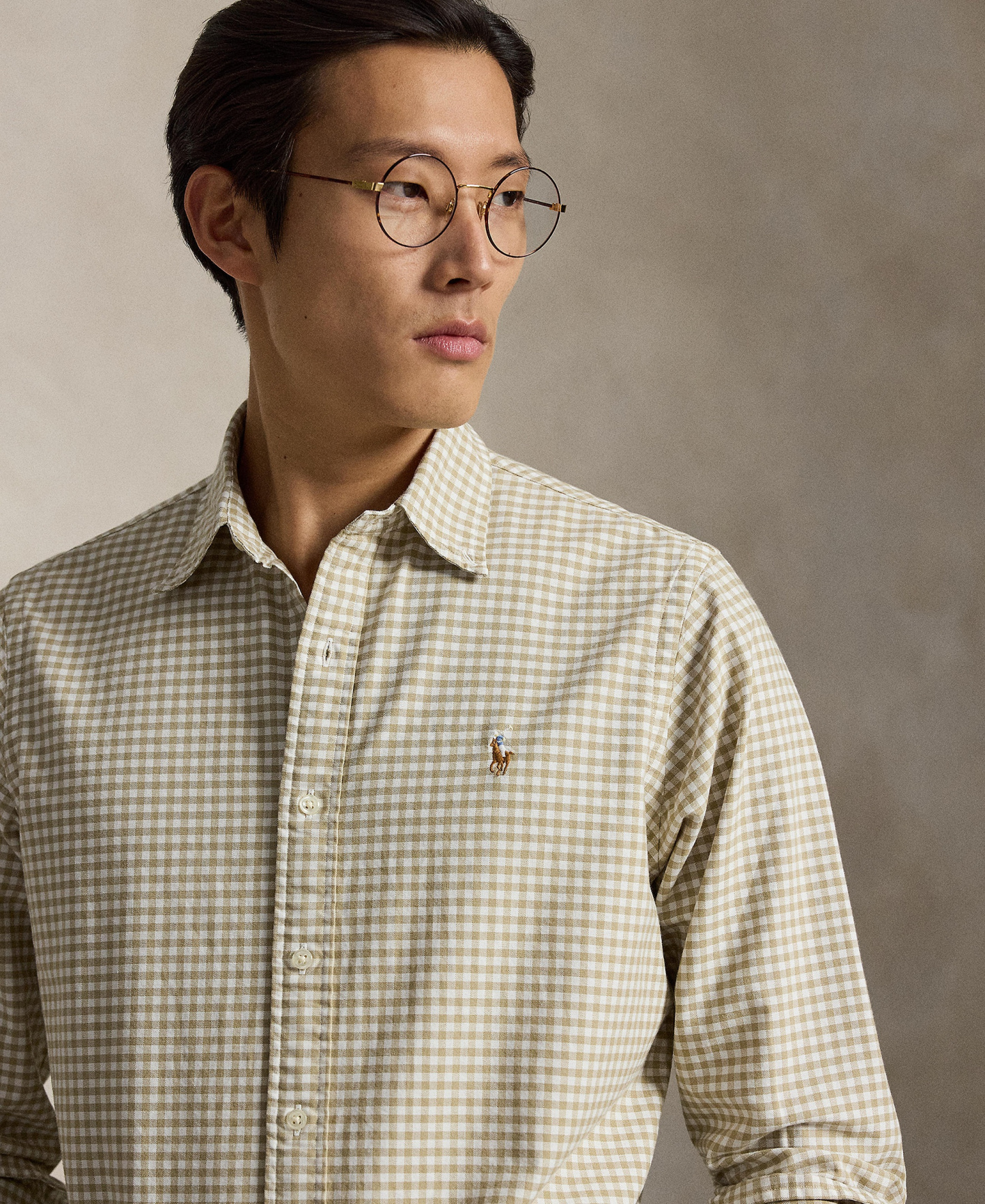 Polo Ralph Lauren Men's Classic-Fit Plaid Brushed Oxford Shirt - Coastal Beige/White