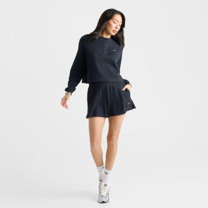 Women's Nike Sportswear Chill Waffle Loose Mid-Rise Shorts - Black