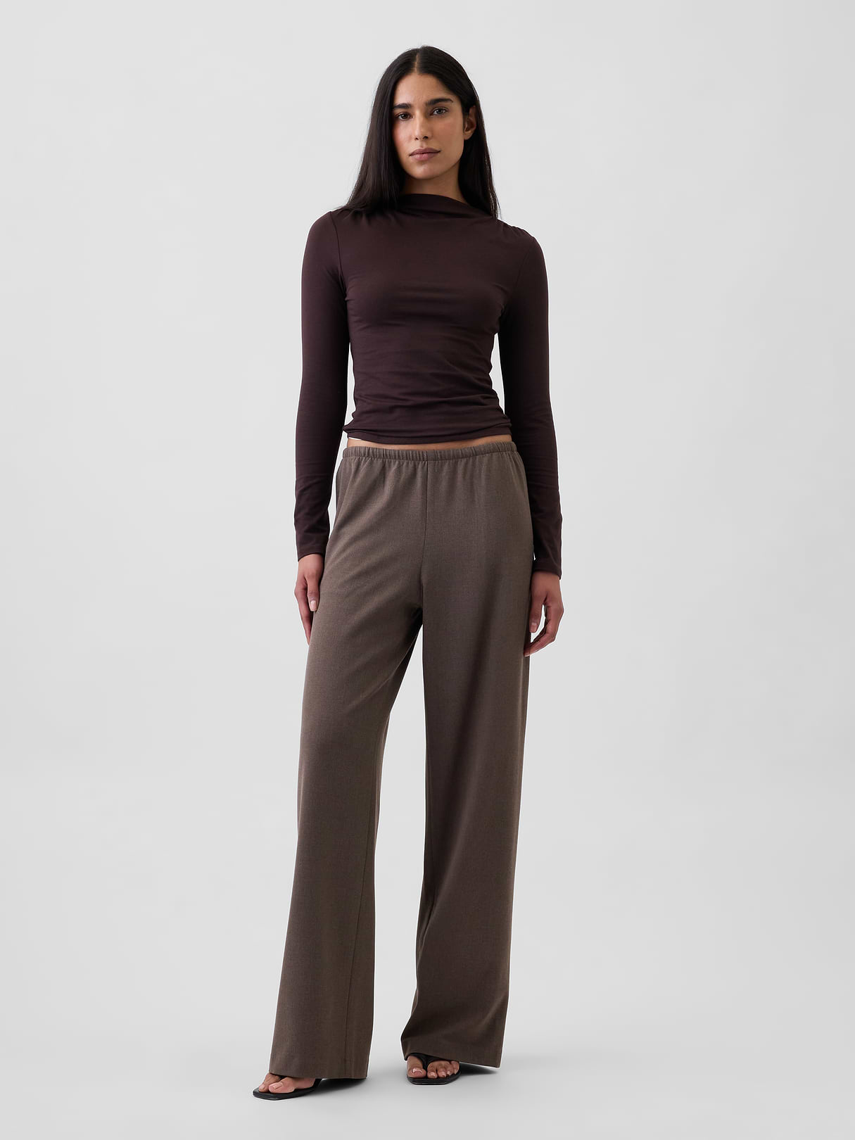 CloseKnit Jersey Funnel-Neck Ruched T-Shirt - Terra brown