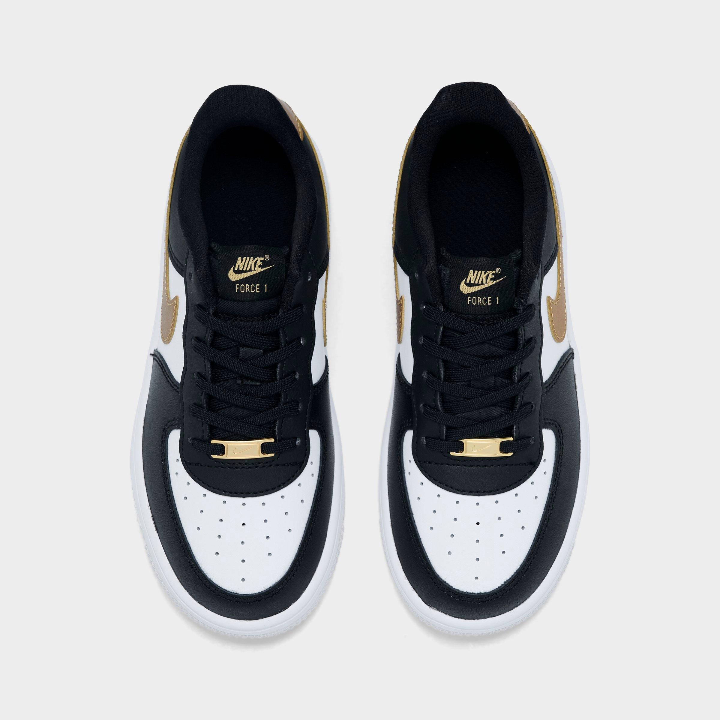 Little Kids' Nithtke Force 1 Casual Shoes - Part 1 - Black/Metallic Gold/White - Top view
