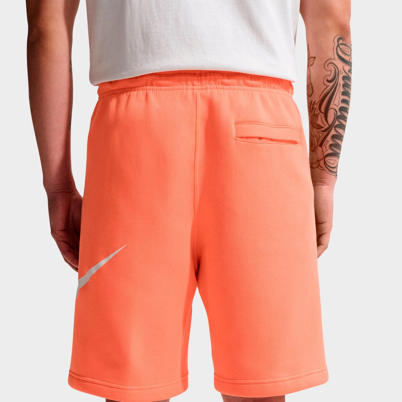 Men's Nike Club Fleece Swoosh Graphic Shorts - Orange Frost/Orange Frost/White