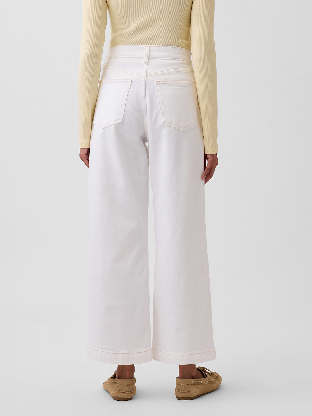 High Rise Stride Wide-Leg Ankle Jeans - Fresh white