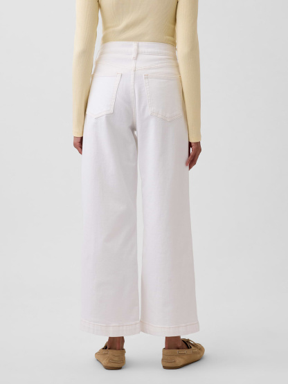 High Rise Stride Wide-Leg Ankle Jeans - Fresh white