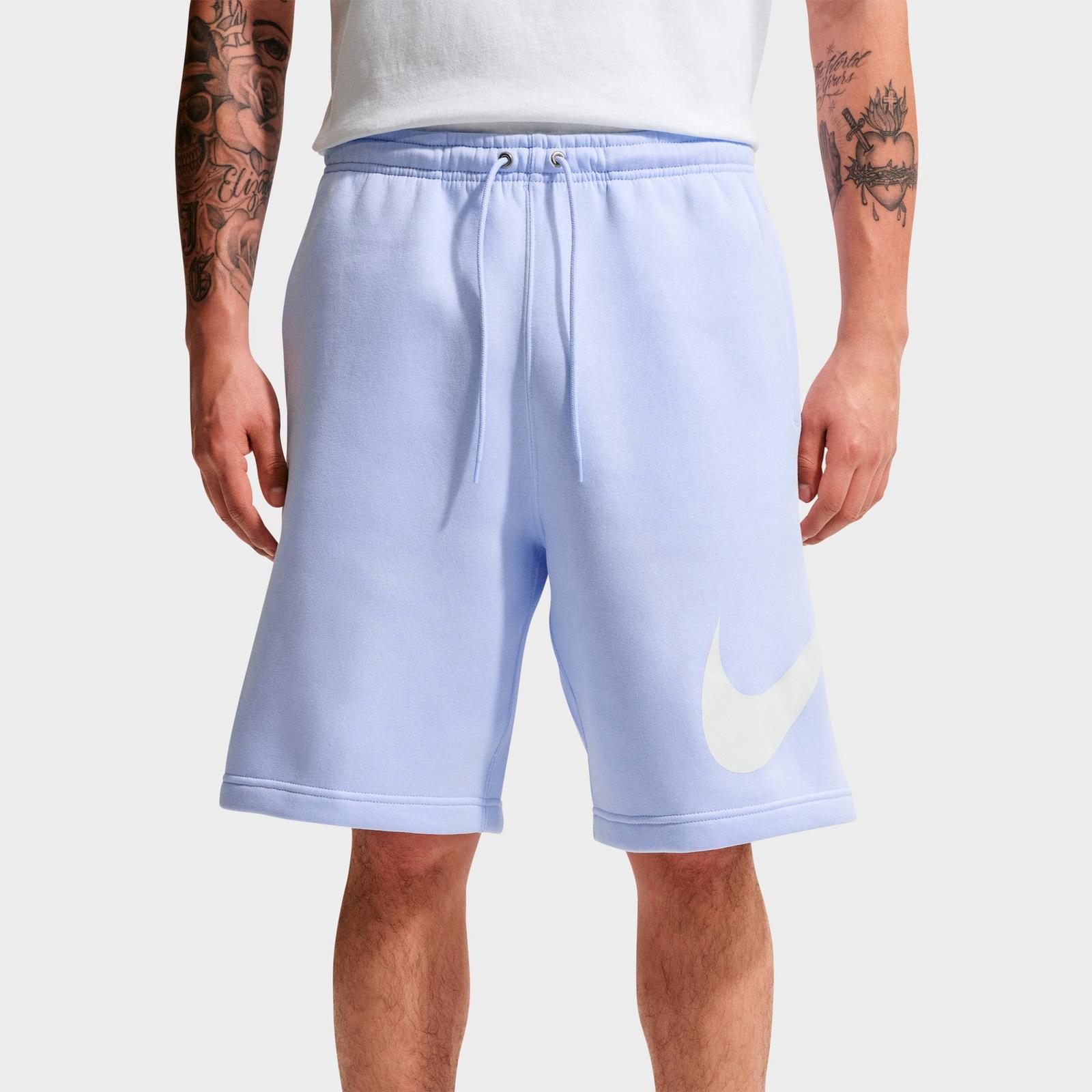 Men's Nike Club Fleece Swoosh Graphic Shorts - Hydrogen Blue/Hydrogen Blue/White