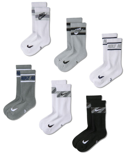 Nike Everyday Kids' Cushioned Crew Socks, 6-Pack - Gray/Multi-Color