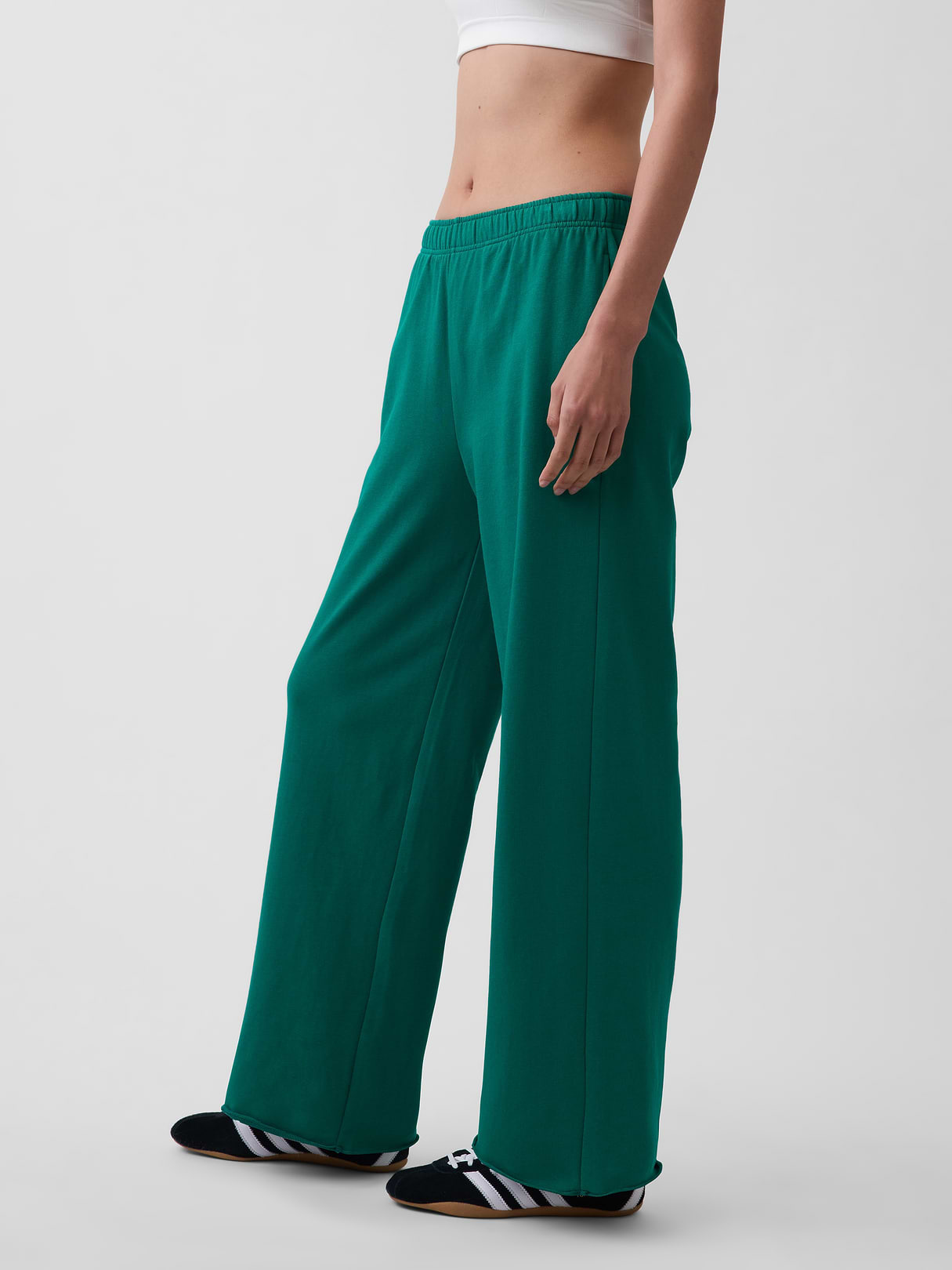 Mid Rise VintageSoft Terry Loose Sweatpants - Baize green