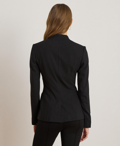 Lauren Ralph Lauren Women's Stretch Lightweight Curved Stand Collar Blazer - Black
