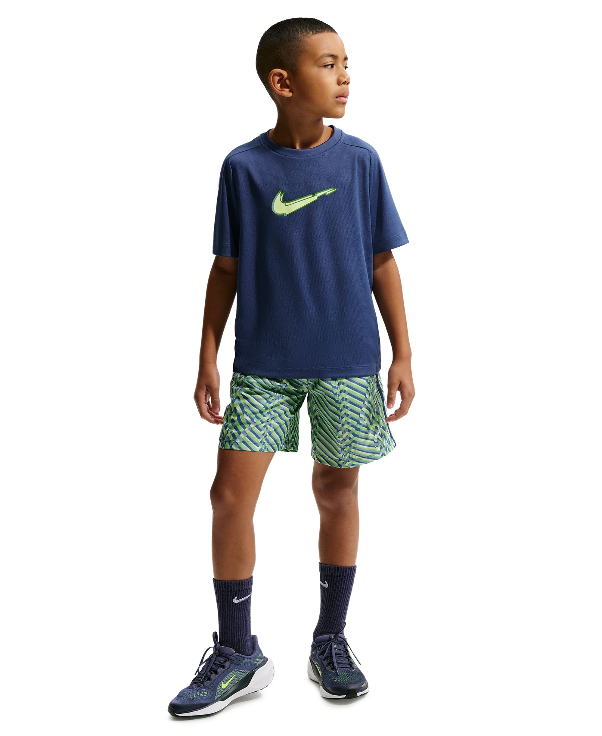 Nike Boys' 8-20 Dri-FIT Woven Training Shorts - Light Liquid Lime/Mystic Navy/White