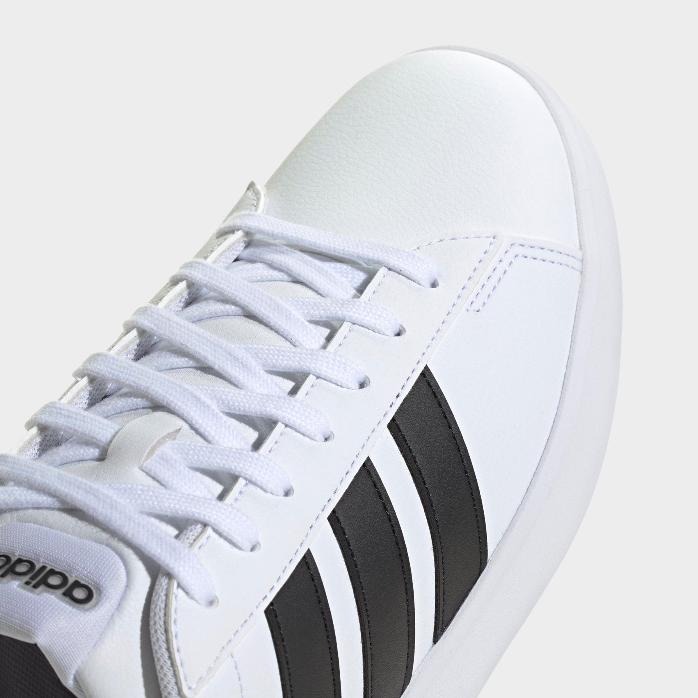 Men's adidas Grand Court Casual Shoes (Wide Width) - Cloud White/Core Black/Cloud White - Detail shot