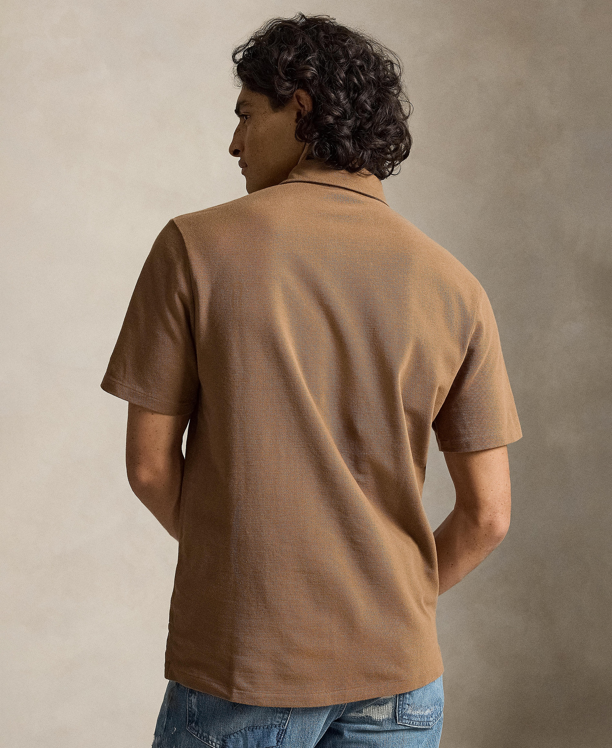 Polo Ralph Lauren Men's Classic-Fit Polo Bear Mesh Polo Shirt - Luggae Brown- Heritage Brown