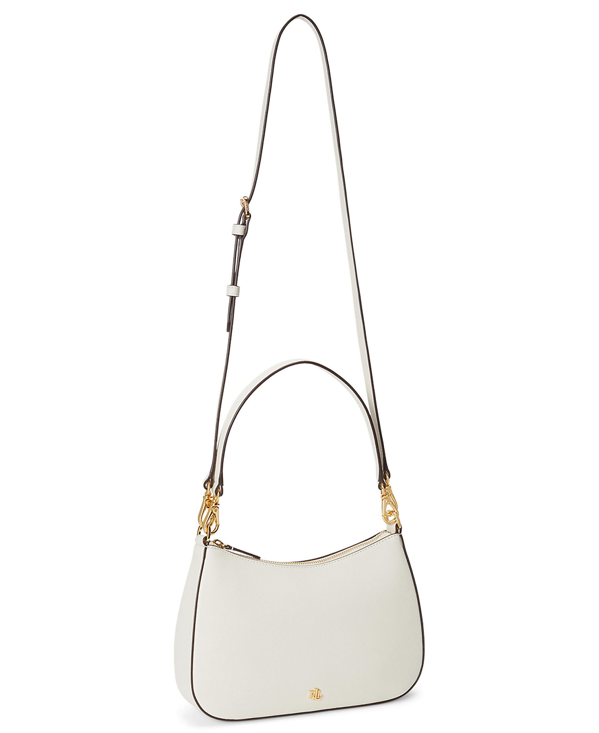 Lauren Ralph Lauren Crosshatch Leather Danni Small Shoulder Handbag - White