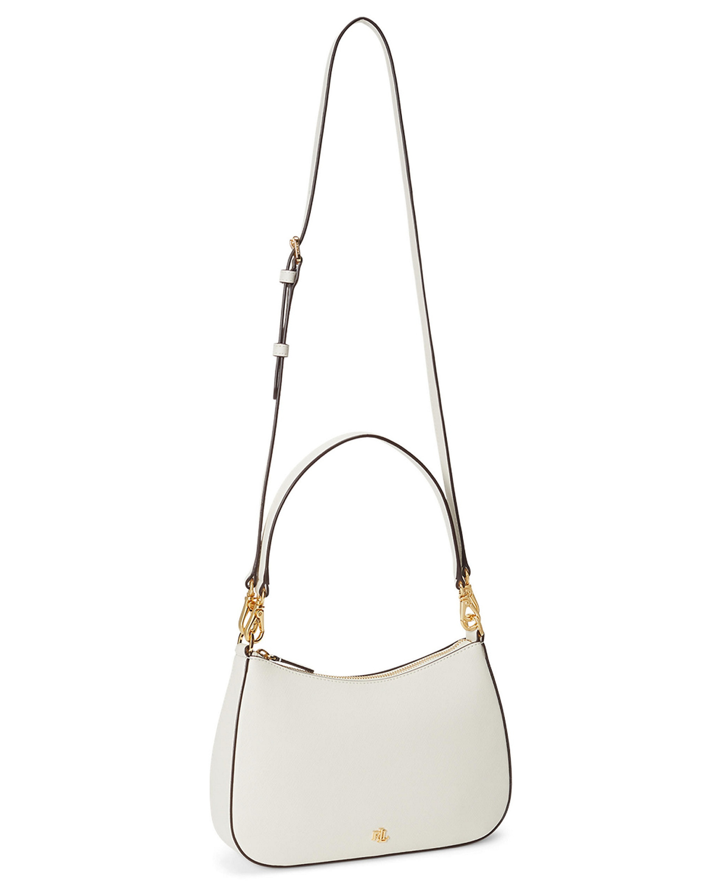 Lauren Ralph Lauren Crosshatch Leather Danni Small Shoulder Handbag - White
