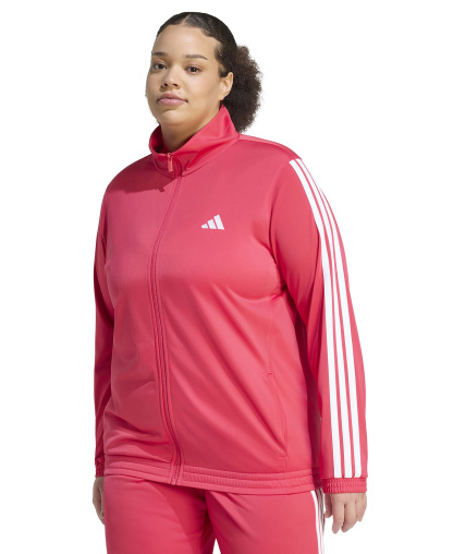 adidas Plus Size Essentials Tricot Three Stripes Track Jacket - Power Pink
