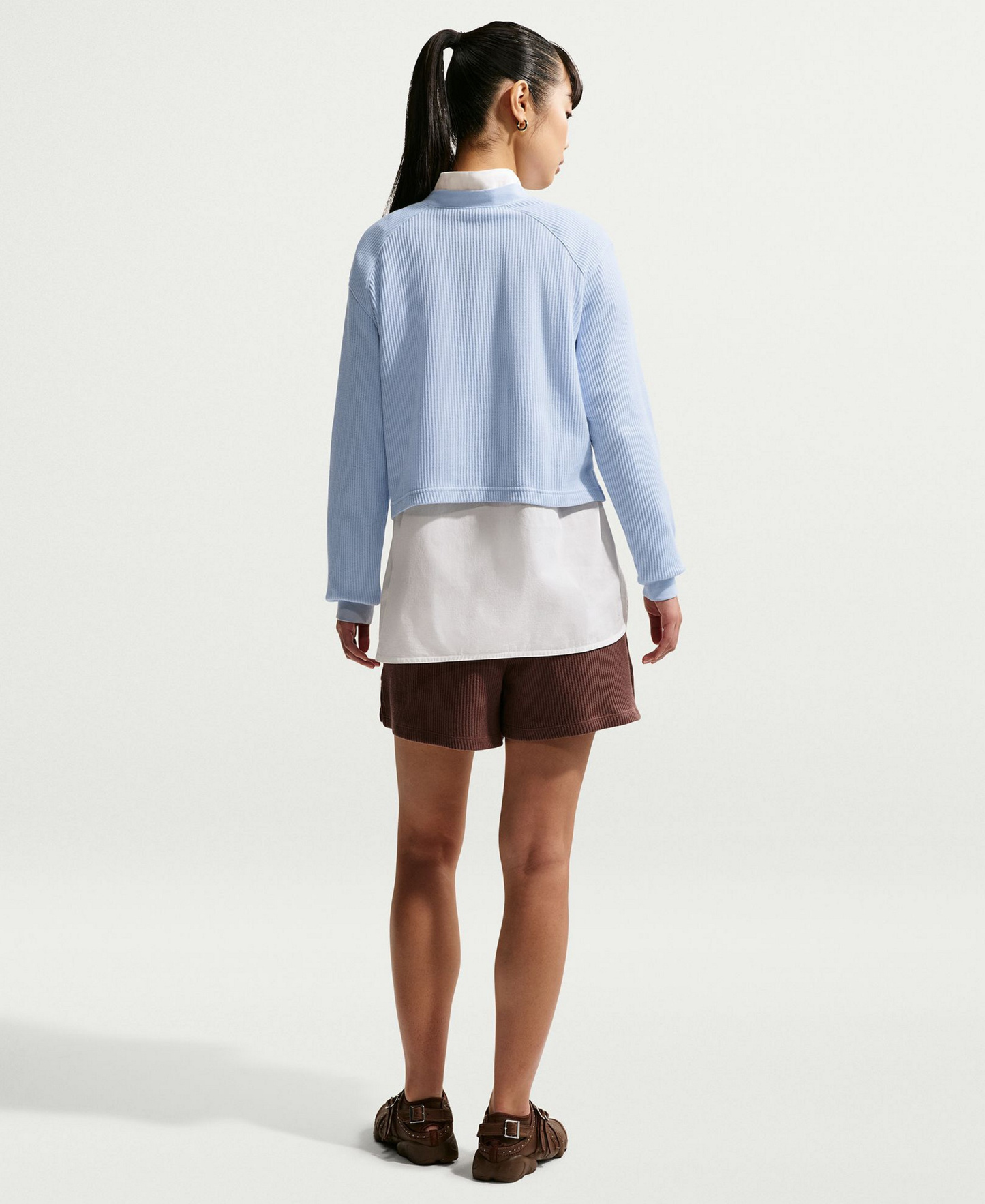 Nike Women's Sportswear Chill Waffle Oversized Long-Sleeve Henley Top - Hydrogen Blue/Sail