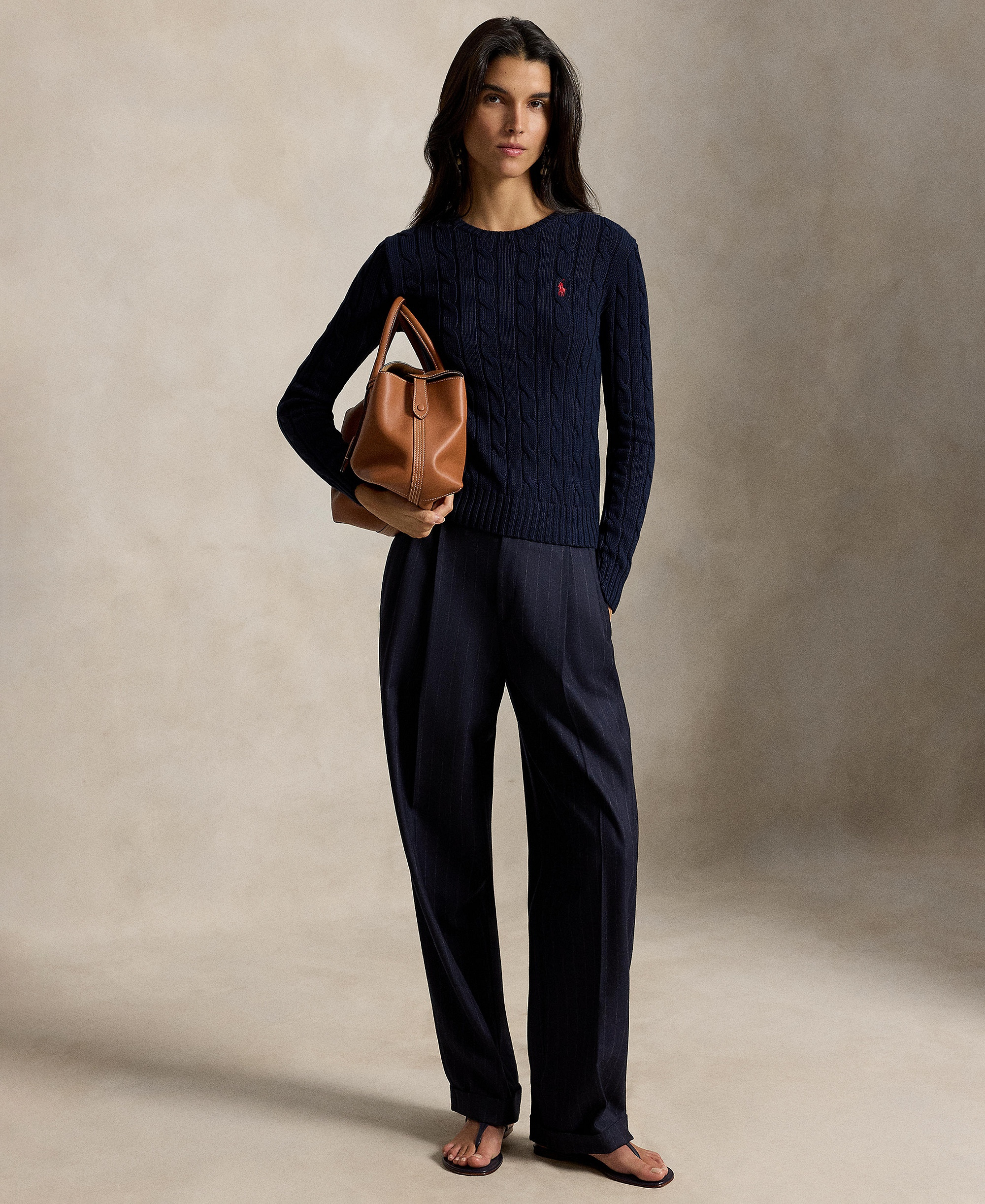 Polo Ralph Lauren Women's Cable-Knit Cotton Crewneck Sweater - Hunter Navy