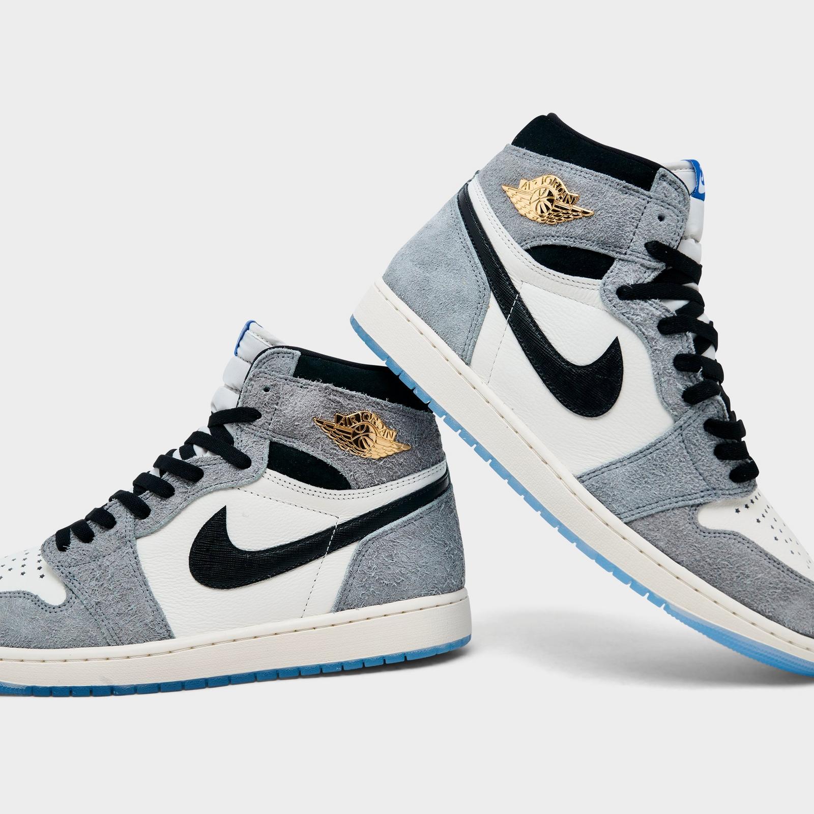 Men's Air Jordan Retro 1 High OG Casual Shoes - Cool Grey/Black/Sail/Game Royal/White - view 3