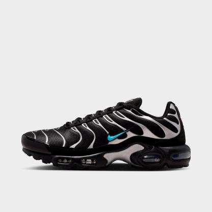 Men's Nithtke Air Max Plus Casual Shoes - Black/Chrome/Gamma Blue - Left shoe facing left. Outside of the shoe.