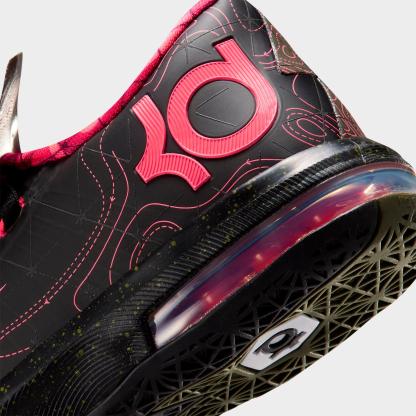 Big Kids' Nithtke KD 6 Basketball Shoes - Black/Atomic Red/Medium Olive/Noble Red - Detail shot