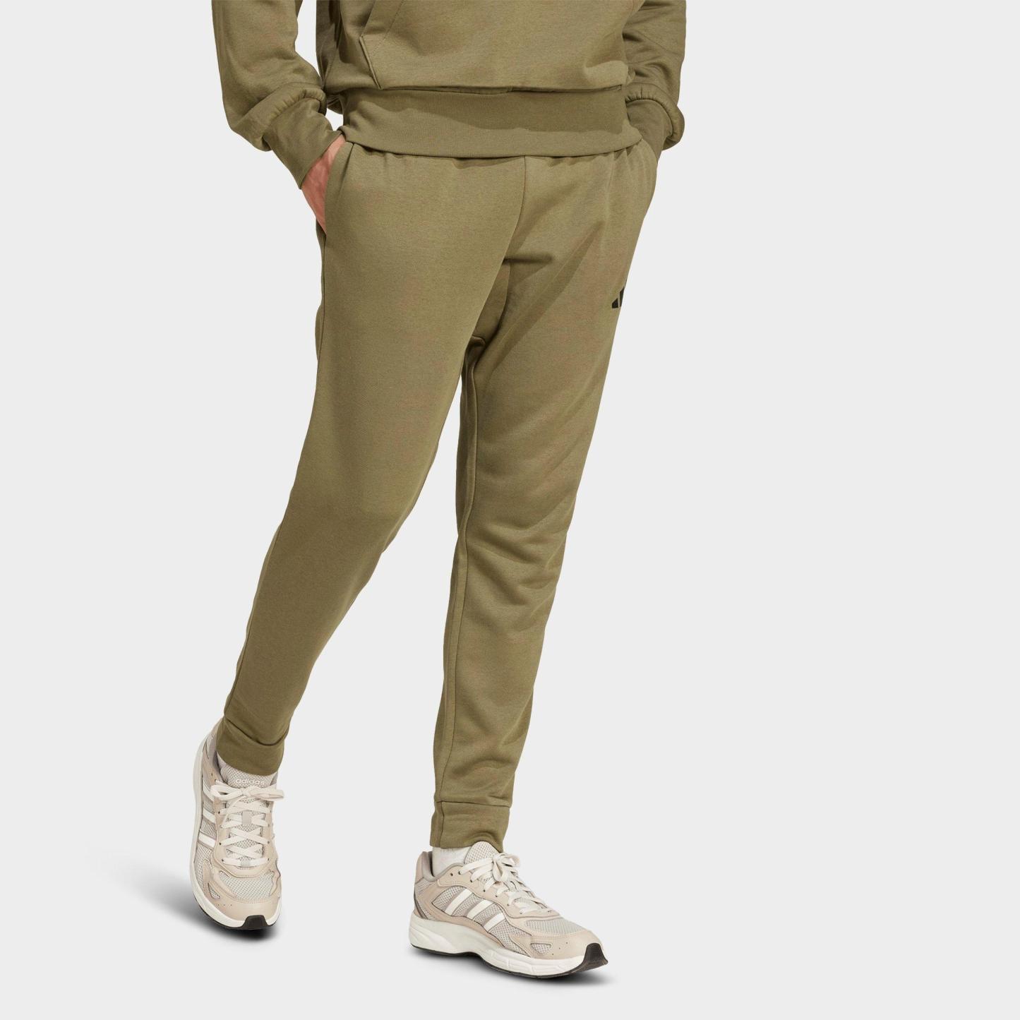 Men's adidas Essentials Feelcozy Fleece Jogger Pants - Olive Strata/Black