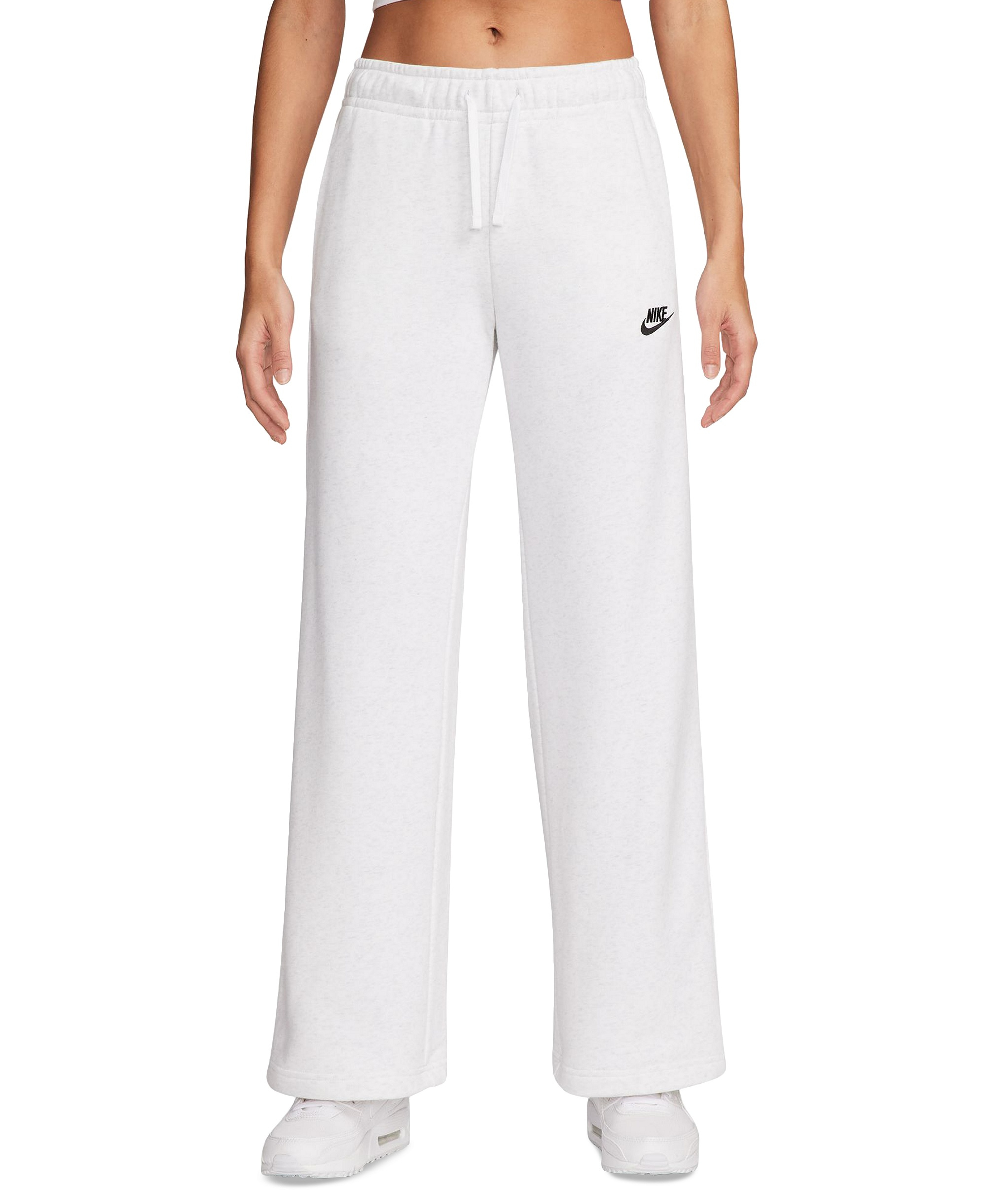 Nike Women's Sportswear Club Fleece Mid-Rise Wide-Leg Sweatpants - Birch Heather/black