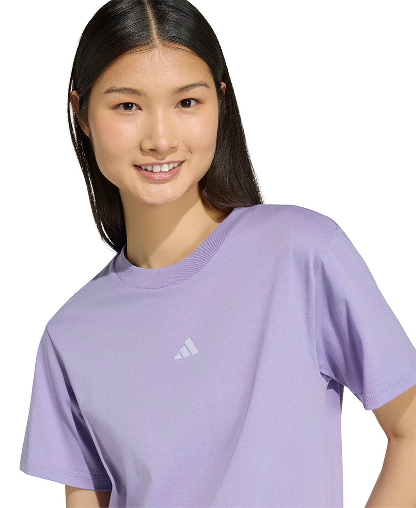 adidas Women's Short-Sleeve Cotton Crewneck Logo T-Shirt - Magic Lilac/white