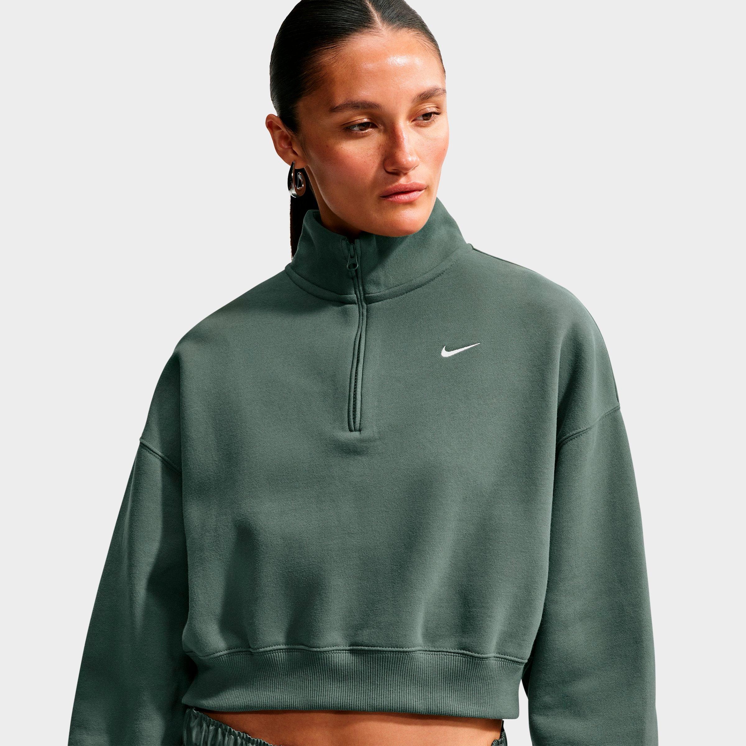 Women's Nithtke Studio Fleece Medium-Weight Oversized Cropped Quarter-Zip Jacket - Camo Green/Sail