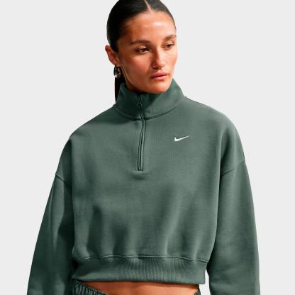 Women's Nithtke Studio Fleece Medium-Weight Oversized Cropped Quarter-Zip Jacket - Camo Green/Sail