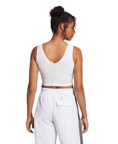 adidas Women's Essentials Small Logo Cotton Tank Top - White/Black