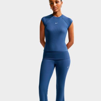 Women's Nithtke Sportswear Chill Knit Mid-Rise Tight Ribbed Pants - Mystic Navy/Sail