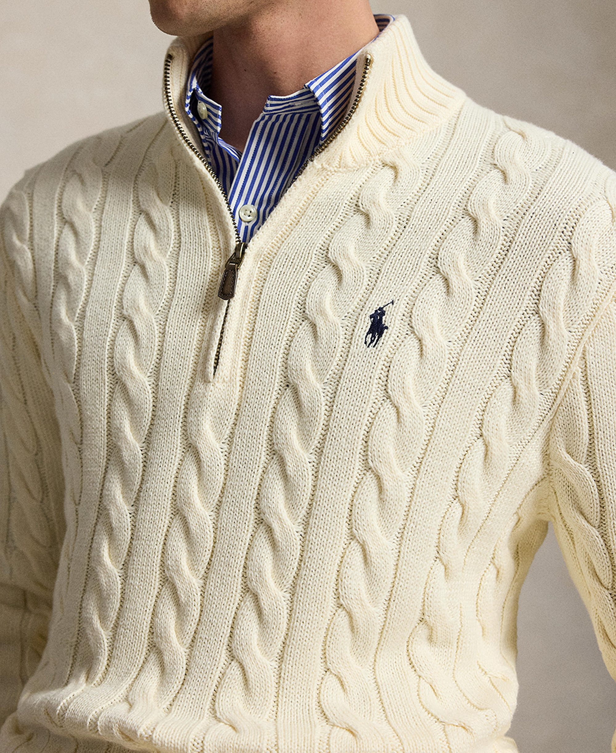 Polo Ralph Lauren Men's Cable-Knit Cotton Sweater - Cream