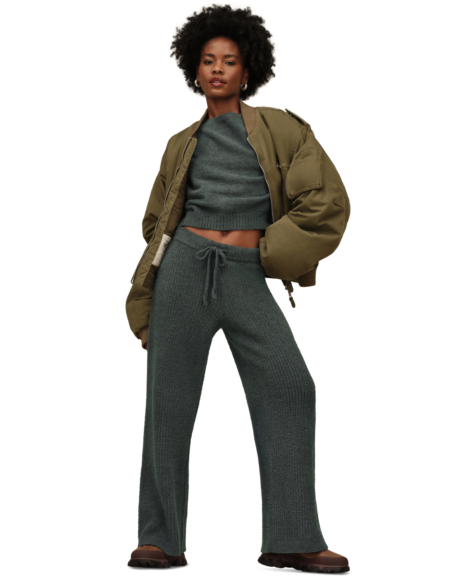 UGG® Women's Couria Straight-Leg Rib Mid-Rise Pants - Green