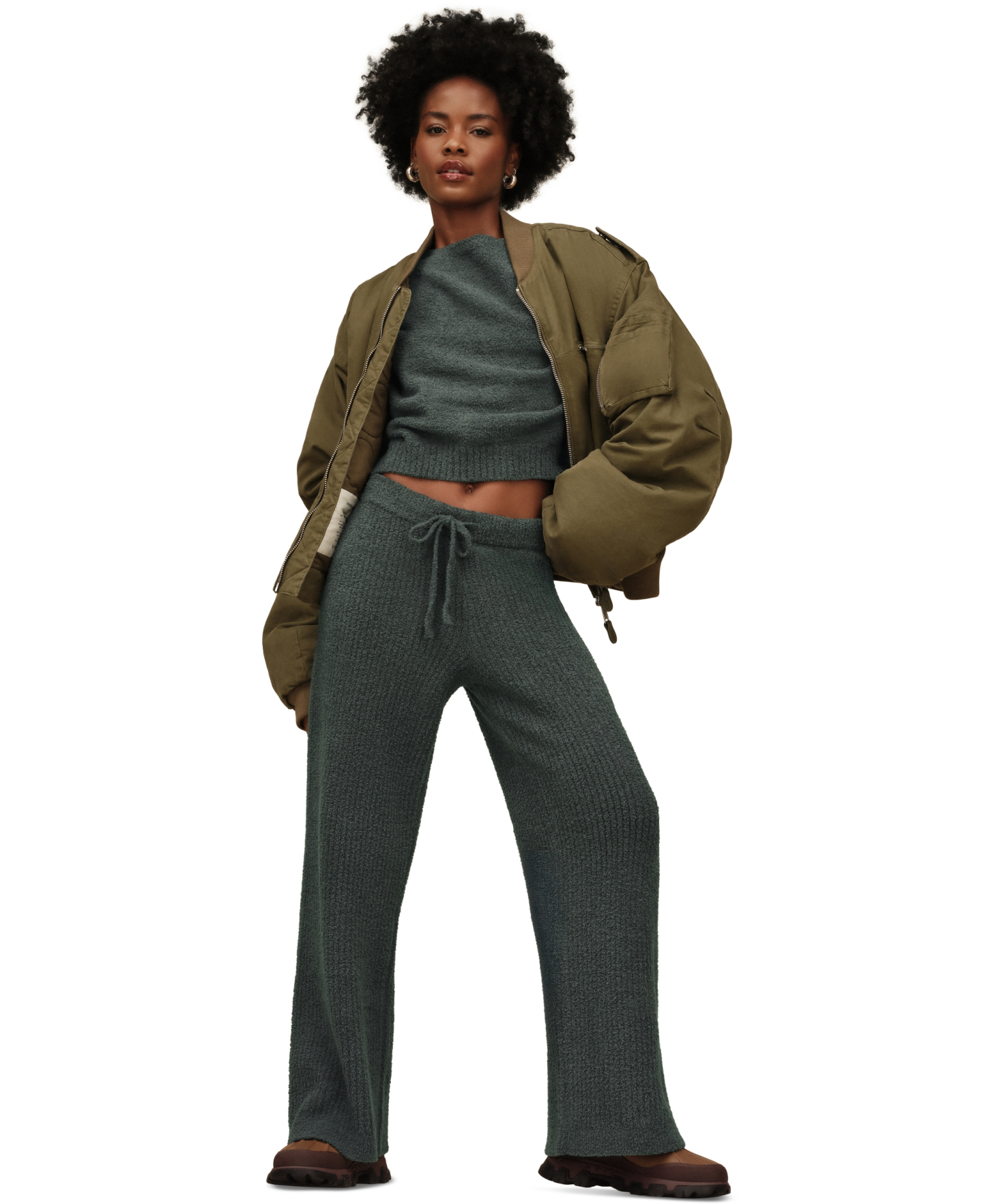 UGG® Women's Couria Straight-Leg Rib Mid-Rise Pants - Green