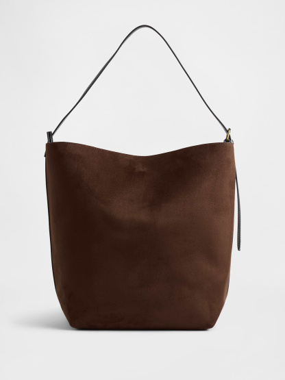 Vegan Suede Bucket Bag - Chocolate cake brown