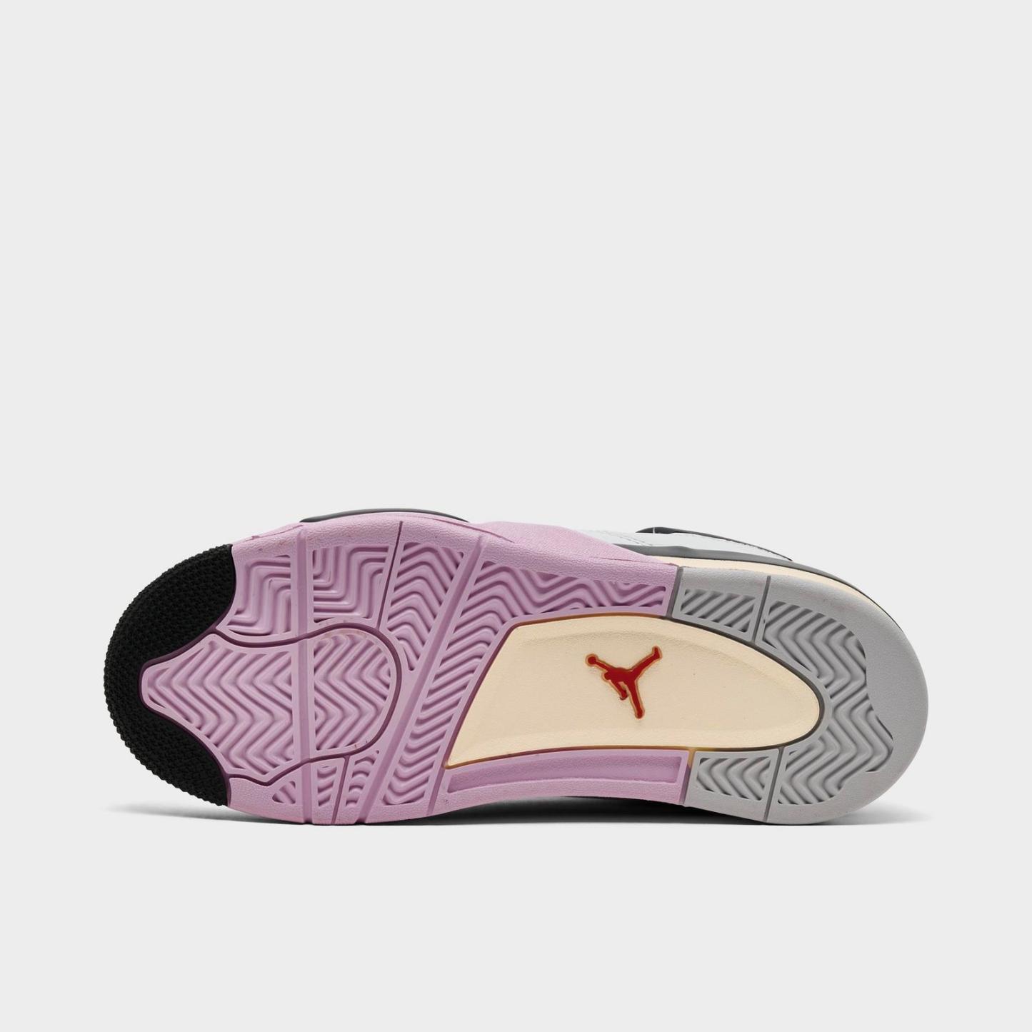 Little Kids' Air Jordan Retro 4 Basketball Shoes - Off White/Anthracite/Fire Pink - view 6