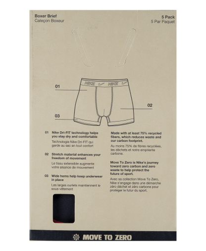 Nike Big Boys Dri-FIT Polyester Color Pop Boxer Briefs Underwear, 5-Pack - Black