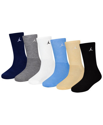 Jordan Boys' and Girls' 5-11 Everyday Essentials Crew Socks, 6-Pack - Obsidian