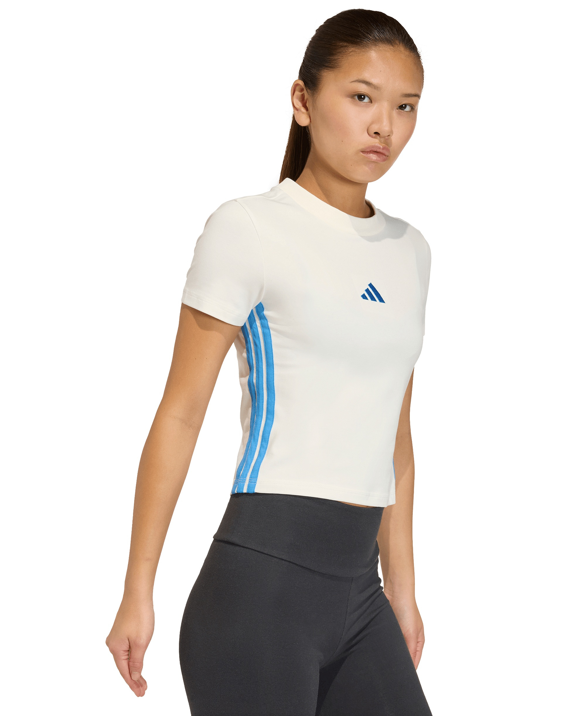 adidas Women's Essentials Slim-Fit Short-Sleeve Baby T-Shirt - White