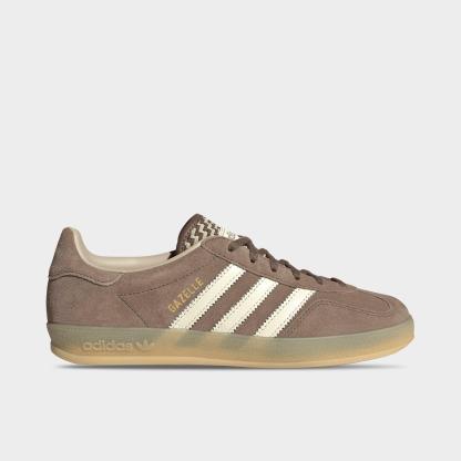 Women's adidas Originals Gazelle Indoor Casual Shoes - Earth Strata/Off White/Khaki - Left shoe facing left. Outside of the shoe.