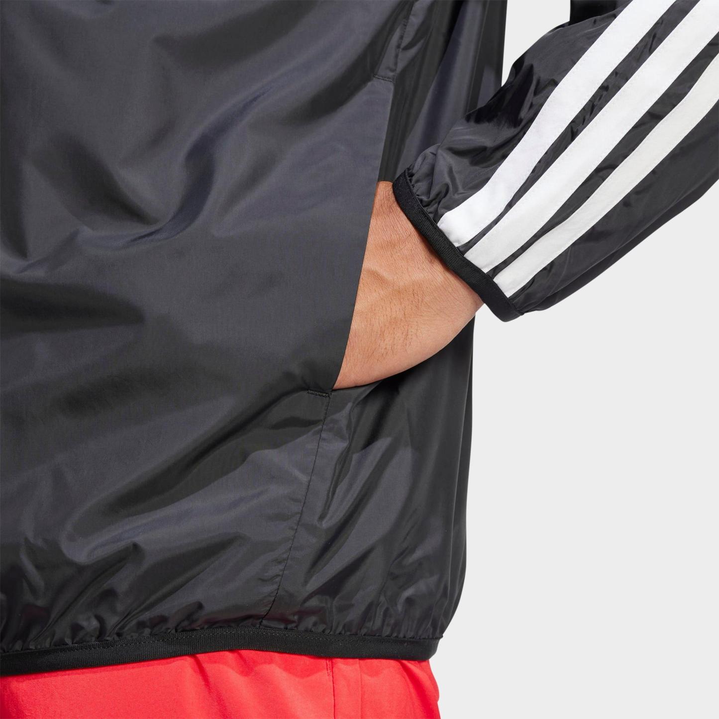 Men's adidas Essentials 3-Stripes Full-Zip Windbreaker Jacket - Black/White