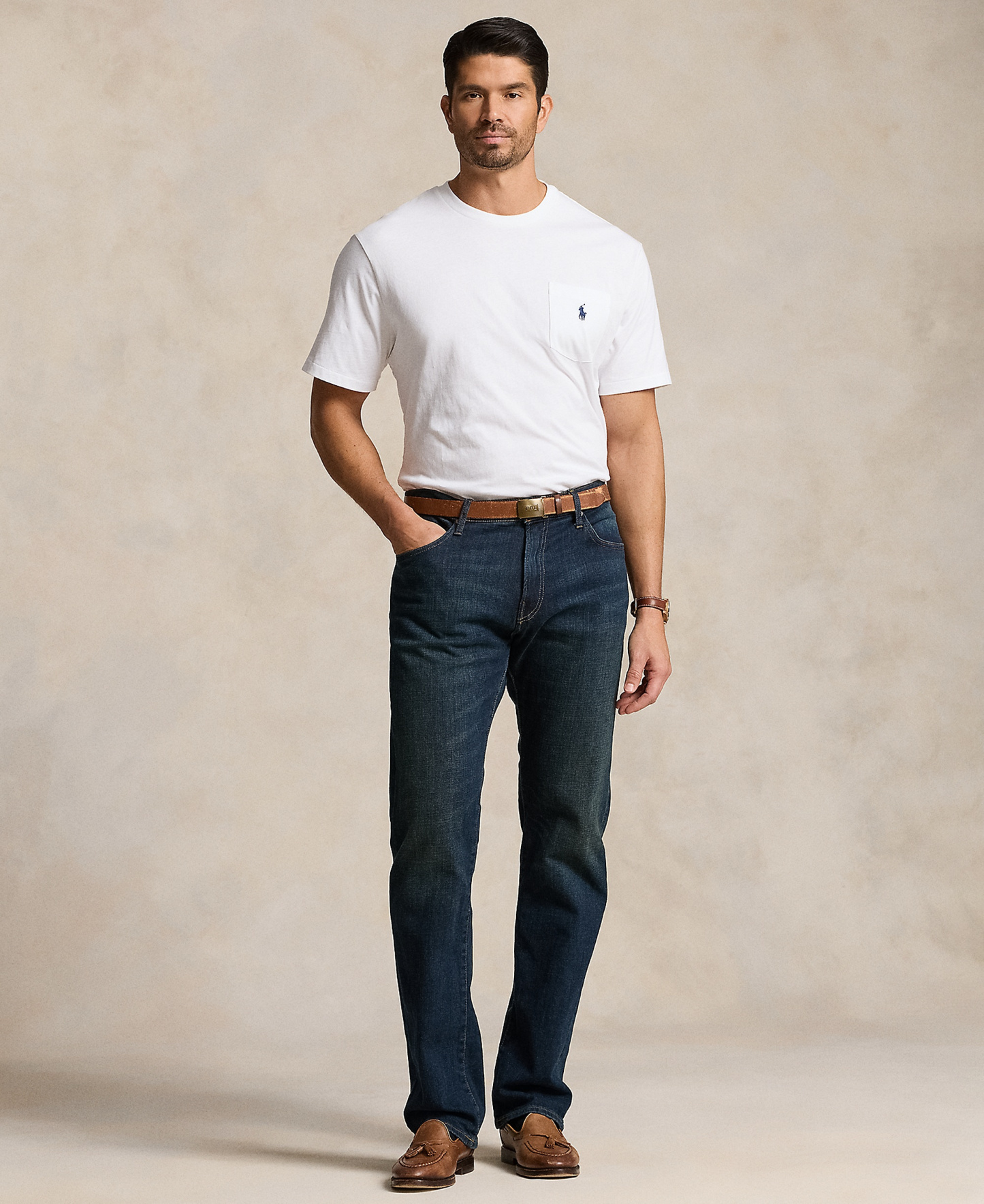 Polo Ralph Lauren Men's Big & Tall Crew-Neck Pocket T-Shirt - White