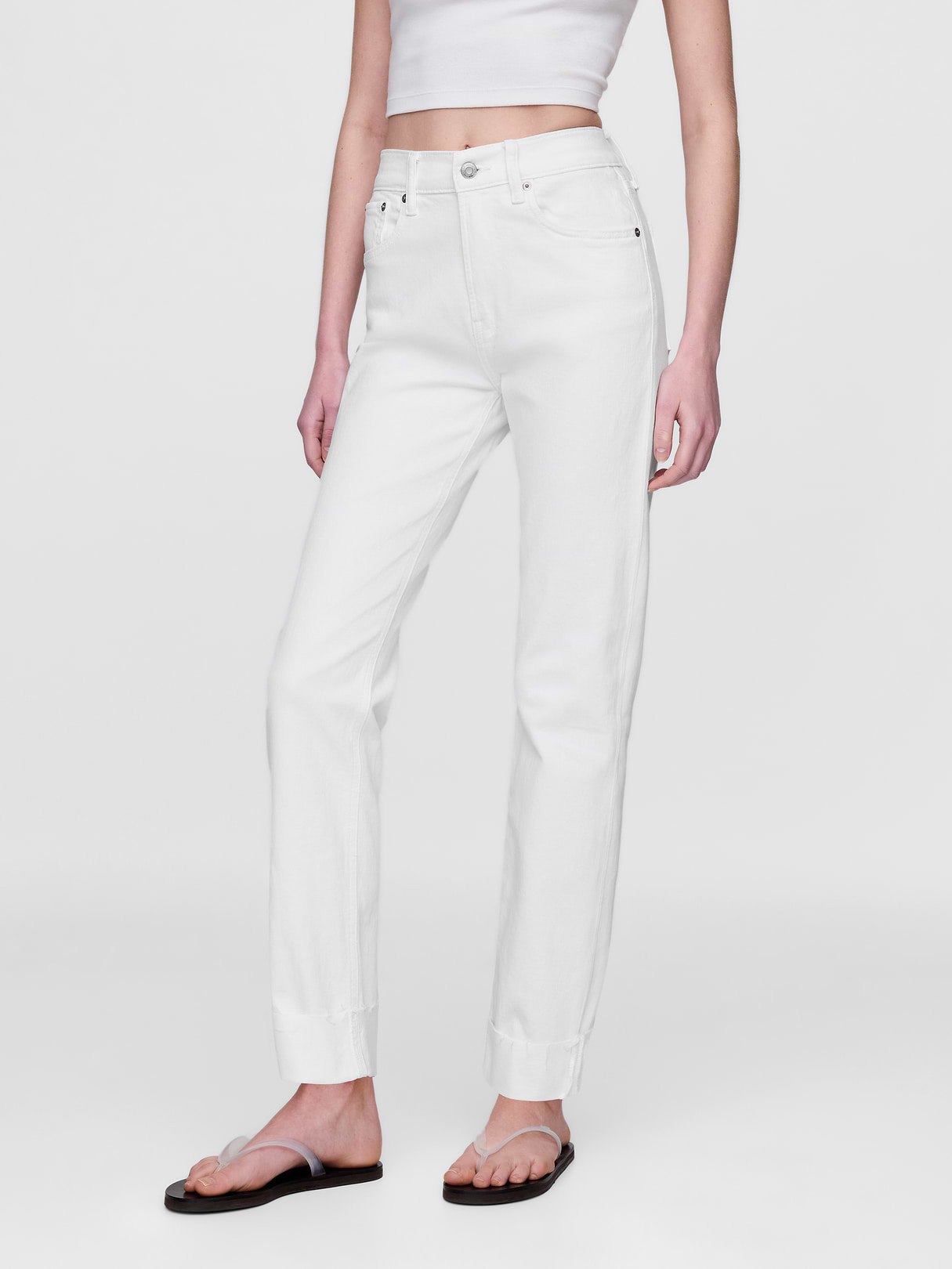 High Rise '90s Slim Straight Jeans - Optic white