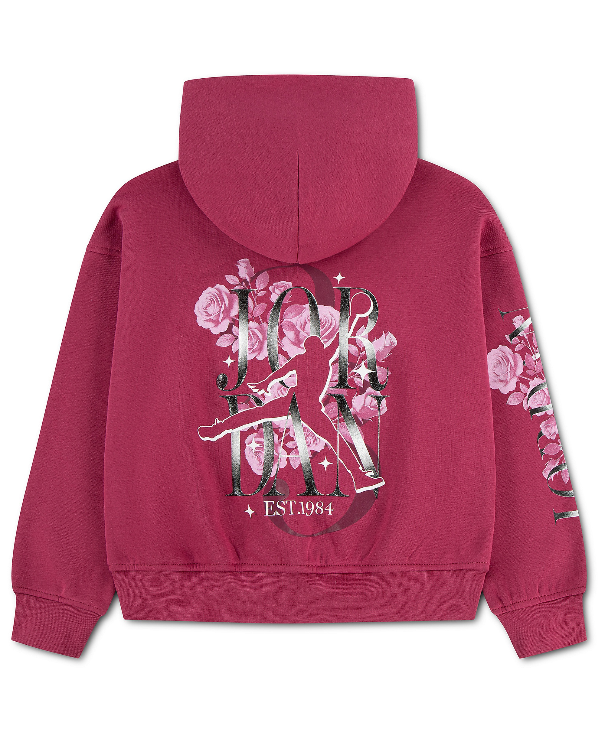 Jordan Girls' 7-16 Floral Stack Pullover Hoodie - Sweet Beet