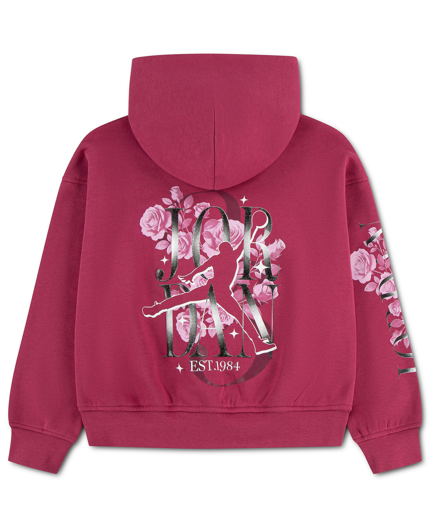 Jordan Girls' 7-16 Floral Stack Pullover Hoodie - Sweet Beet