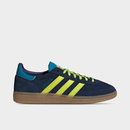 Men's adidas Originals Colombia Handball Spezial Casual Shoes - Mystery Petrol/Team Navy Blue/Semi Solar Yellow - Left shoe facing left. Outside of the shoe.