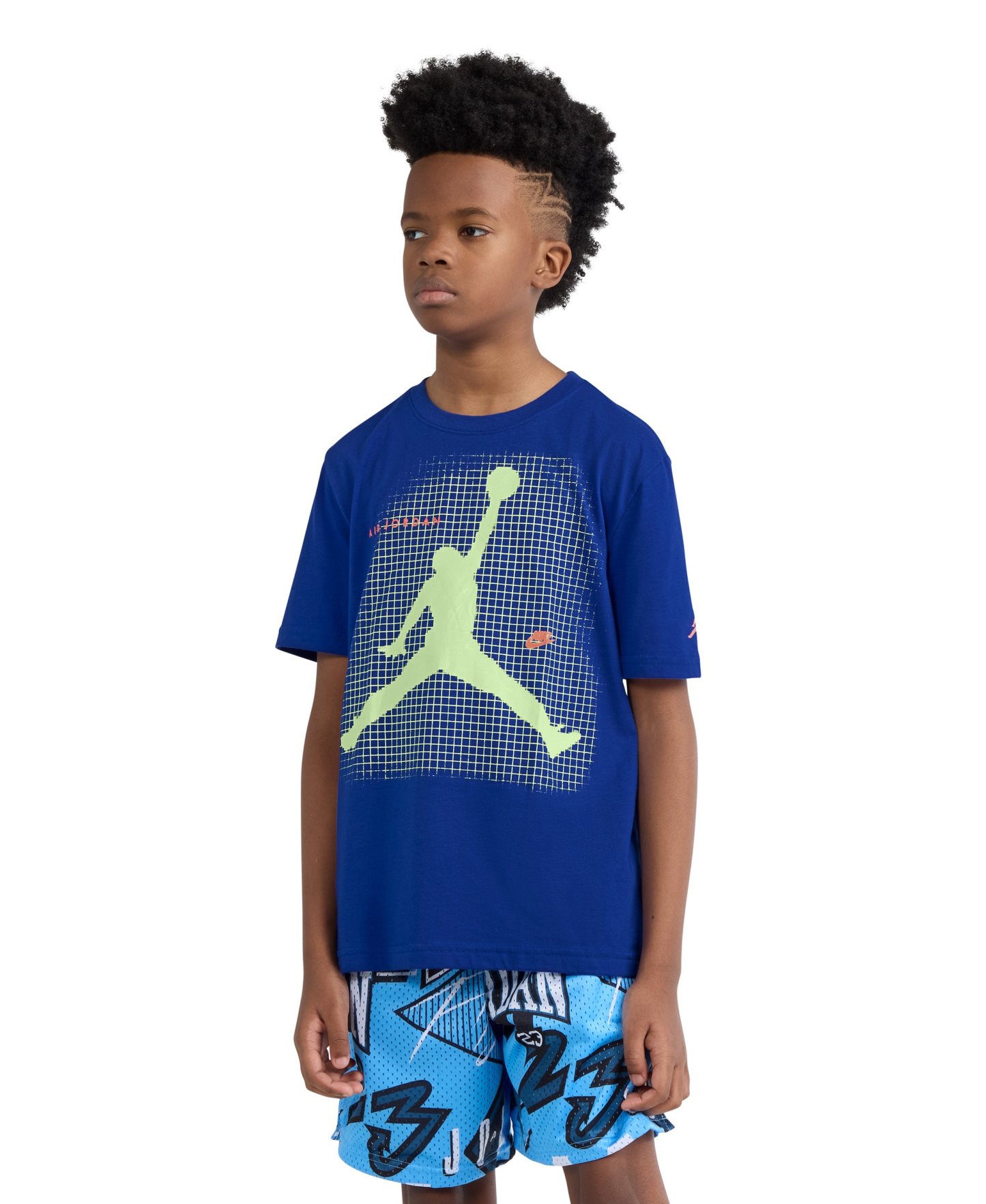 Jordan Boys' 8-20 Jumpman Grid Blur Crewneck T-Shirt - Game Royal