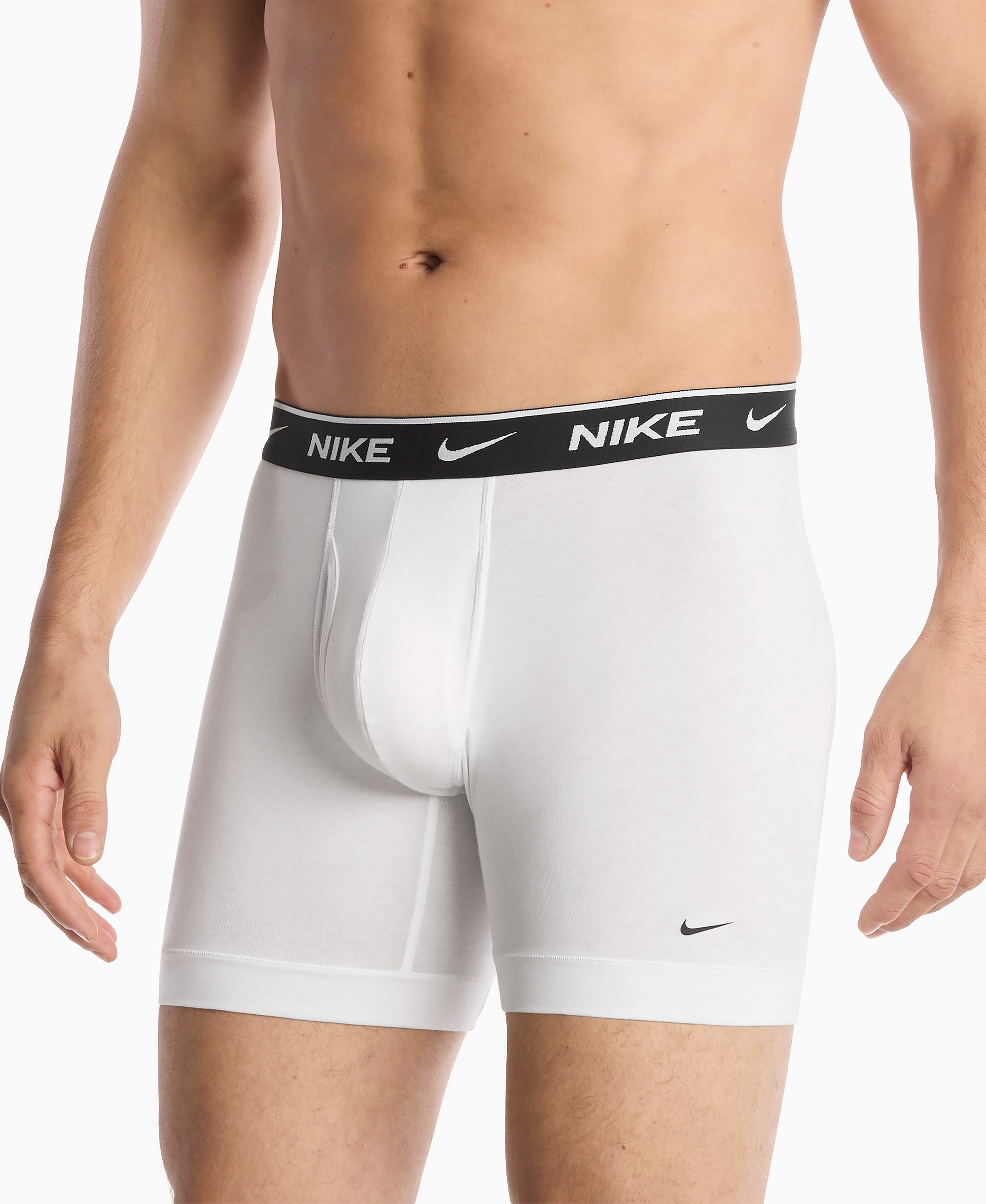 Nike Mens Dri-FIT Essential Cotton Stretch Boxer Briefs, 3-Pack - White/Gray Heather/Black