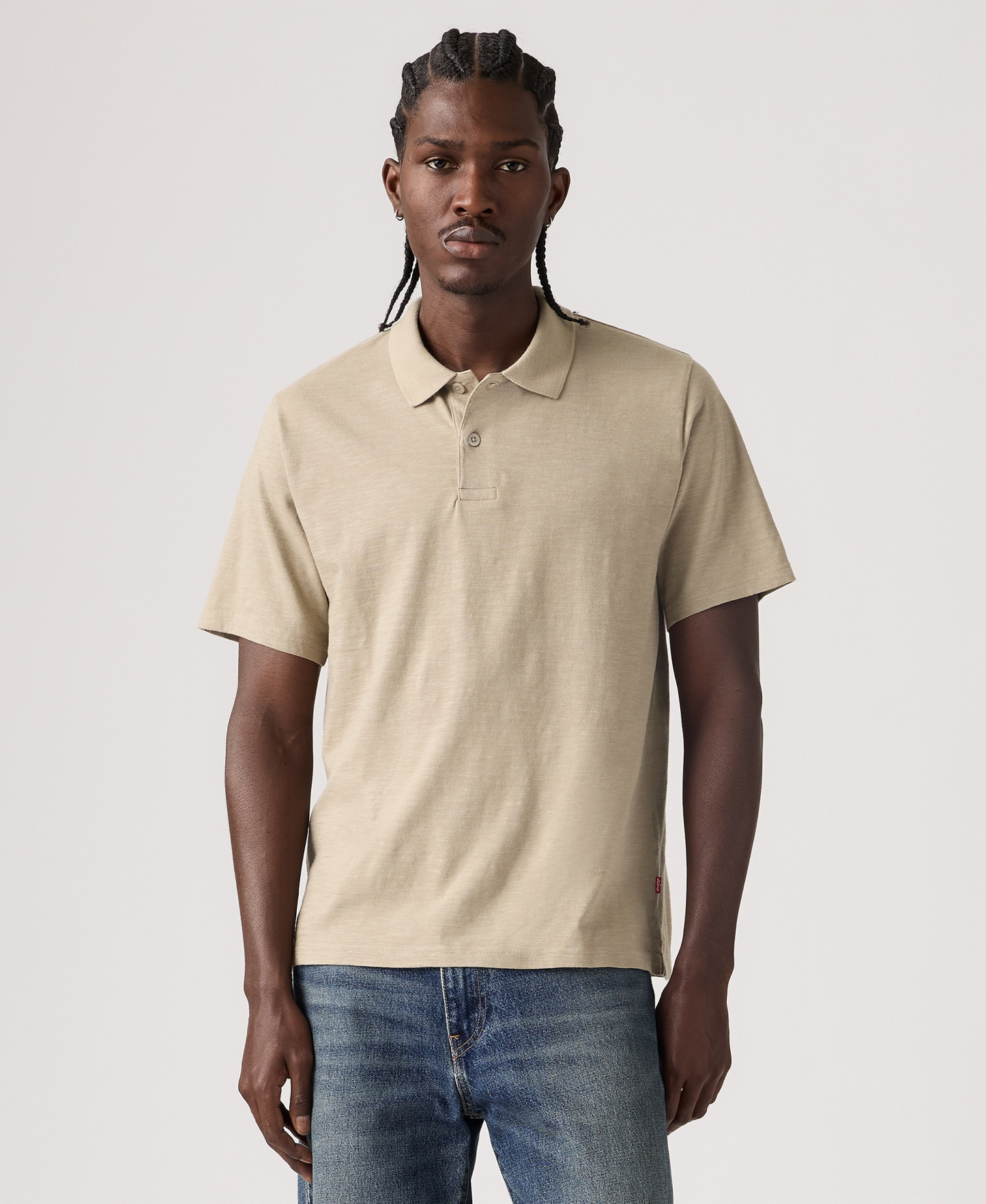 Levi's Men's Merritt Striped Collared Polo Shirt - Khaki