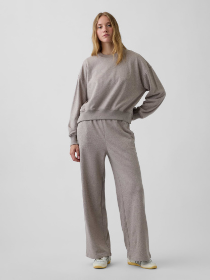 VintageSoft Terry Oversized Wedge Side-Slit Sweatshirt - Light brown