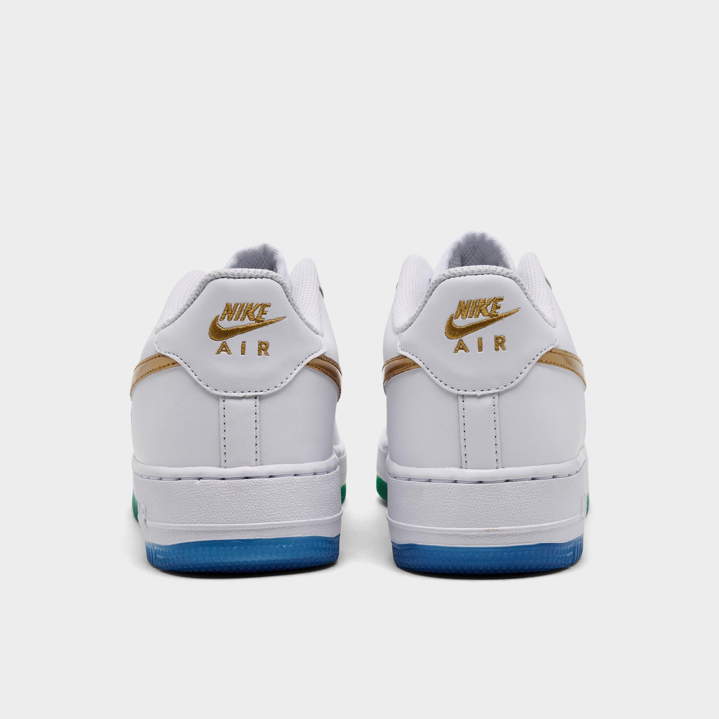 Big Kids' Nithtke Air Force 1 Low Casual Shoes - White/Metallic Gold/Soar/Sonic Yellow - Back view